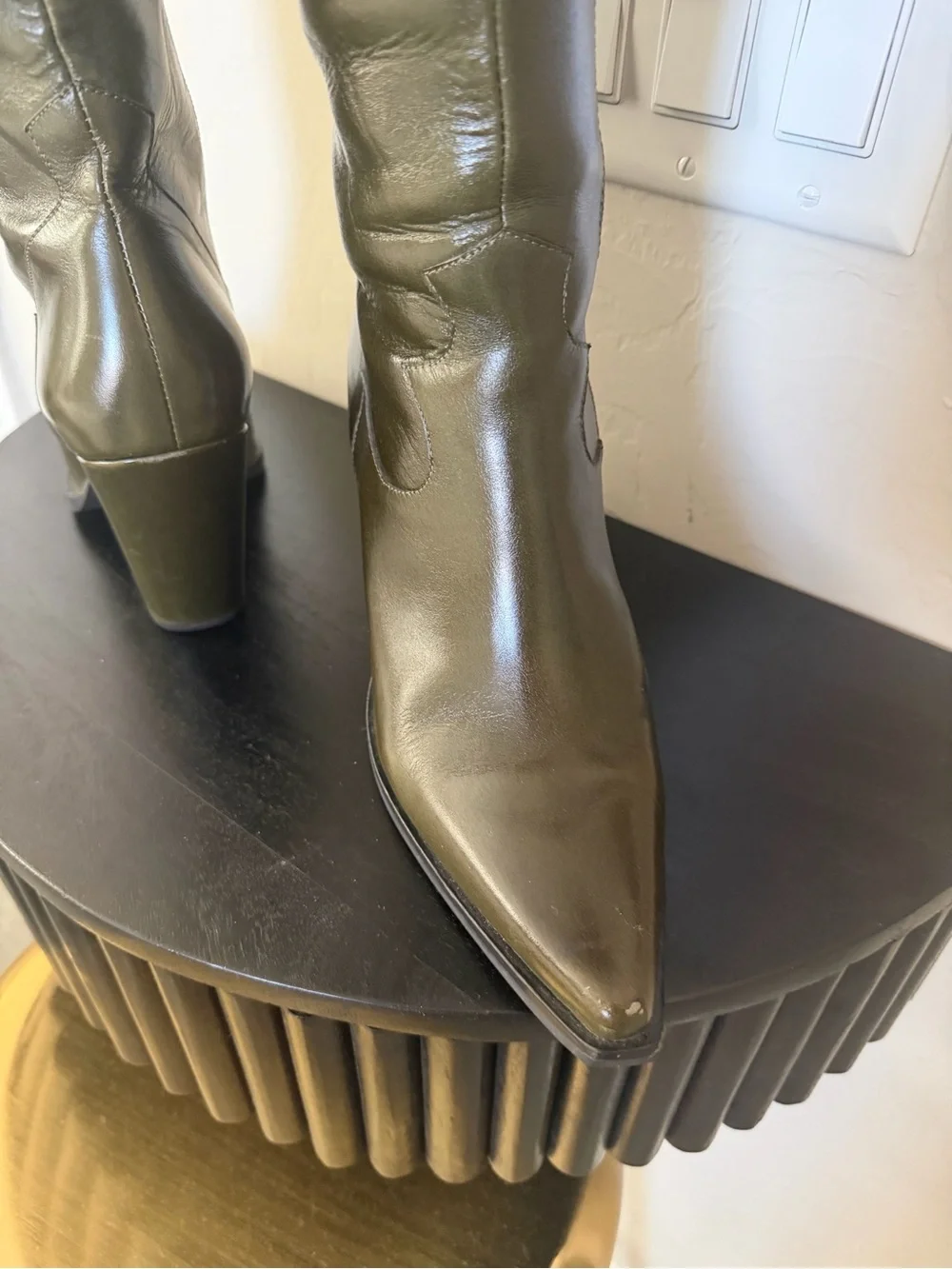 Free People Olive Green Leather Over-the-Knee Boots